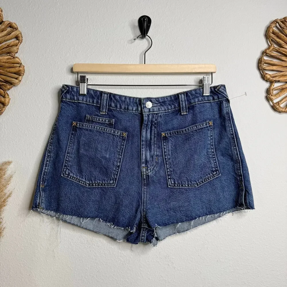 Free People denim shorts boho festival black high rise summer cotton 31